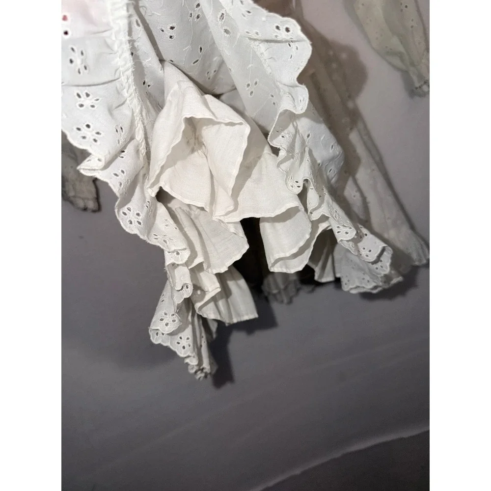 Vintage Girls‎ L'enfant White Eyelet Lace Ruffle Dress Victorian Prairie Small